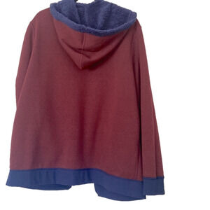 Travelers Full Zip Up Fleece + Sweatshirt 2 in 1 Reversible Indigo Burgundy Red